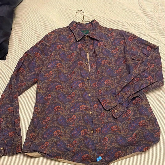 JCREW Mens Paisley Dress Shirt Pattern Men Floral Dress Shirt,Green Blue Rust - Picture 1 of 4